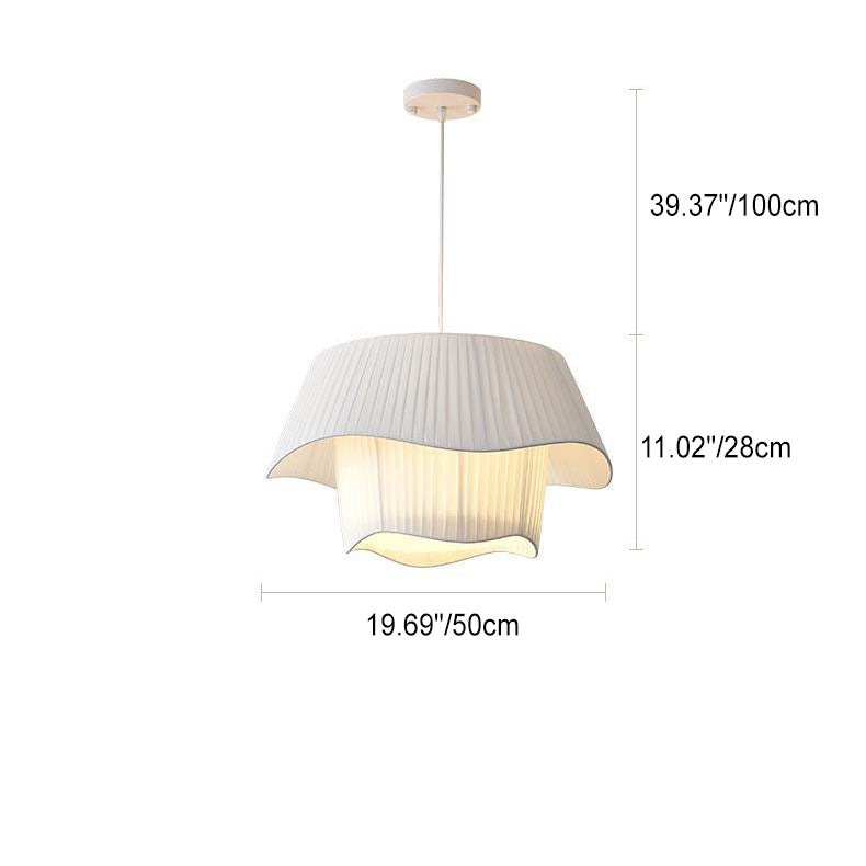 Contemporary Scandinavian Round Iron Acrylic Fabric 4/5 Light Pendant Light For Living Room