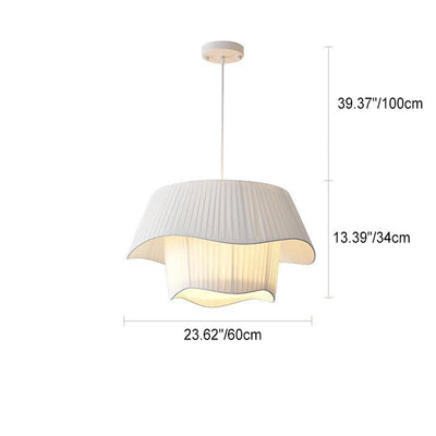 Contemporary Scandinavian Round Iron Acrylic Fabric 4/5 Light Pendant Light For Living Room