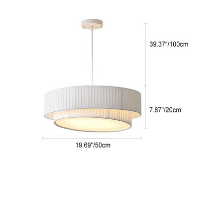 Contemporary Scandinavian Round Iron Acrylic Fabric 4/5 Light Pendant Light For Living Room