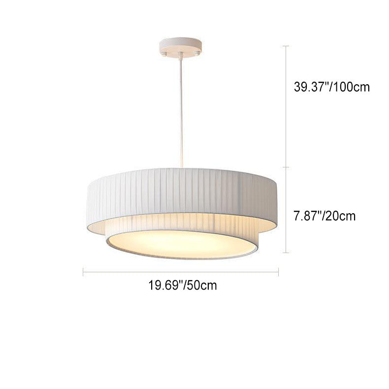 Contemporary Scandinavian Round Iron Acrylic Fabric 4/5 Light Pendant Light For Living Room