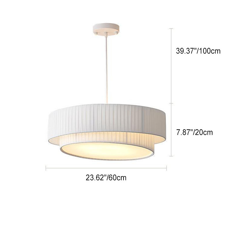 Contemporary Scandinavian Round Iron Acrylic Fabric 4/5 Light Pendant Light For Living Room