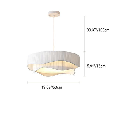 Contemporary Scandinavian Round Iron Acrylic Fabric 4/5 Light Pendant Light For Living Room