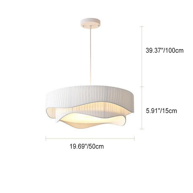 Contemporary Scandinavian Round Iron Acrylic Fabric 4/5 Light Pendant Light For Living Room