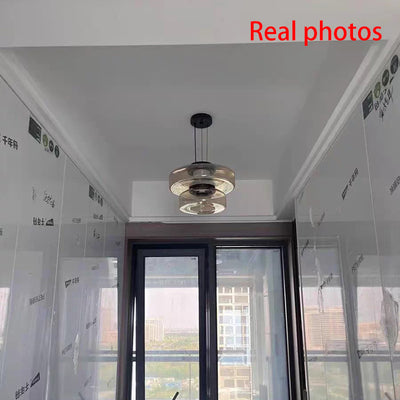 Contemporary Nordic Round Transparent Iron Glass LED Pendant Light For Bedroom