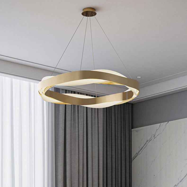 Modern Minimalist Round Wave Cloud Sea Acrylic Stainless Steel LED Chandelier For Bedroom