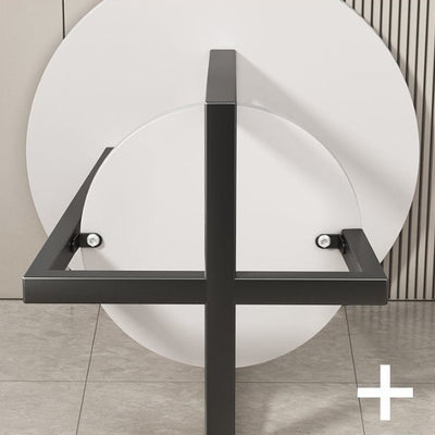 Table d'appoint ronde en panneau de densité simplicité moderne avec base en fer à 2 niveaux pour le salon 