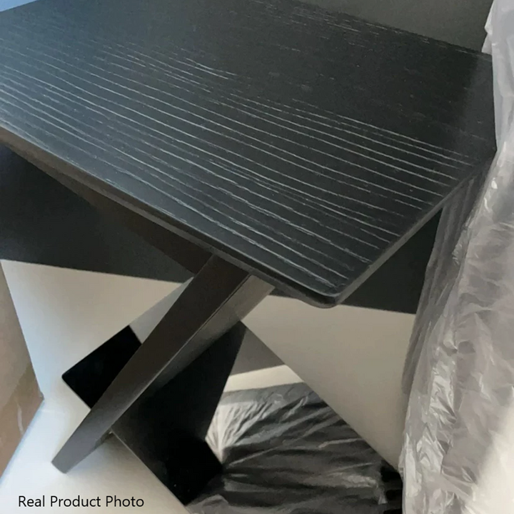 Modern Minimalist Rectangle Z-Shape Stainless Steel Ash Wood End Table For Living Room