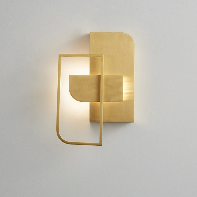 Moderne Mid-Century Wandleuchte aus Kupfer im rechteckigen geometrischen Design mit LED für das Bett 