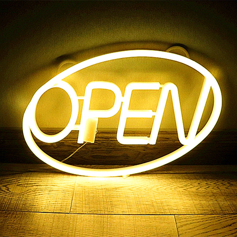 Modern Art Deco Waterproof PS OPEN LED Outdoor Hanging Neon Wall Sconce Lamp For Dining Room