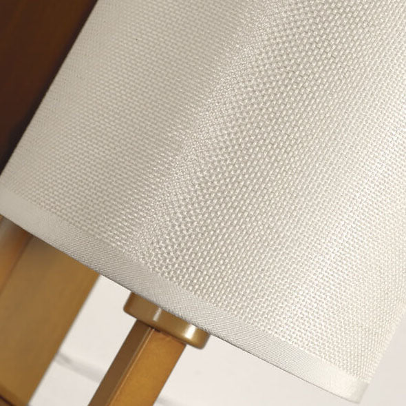 Chinesische Retro Zen Zylindrische Stofflampenschirm 1-Licht Wandlampe 