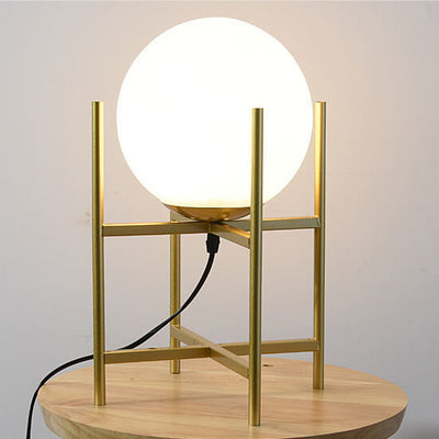 Nordic Minimalist Glass Round Ball Iron Shelf Base 1-Light Table Lamp