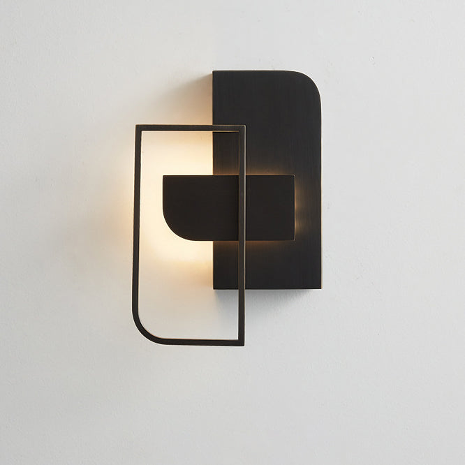 Moderne Mid-Century Wandleuchte aus Kupfer im rechteckigen geometrischen Design mit LED für das Bett 