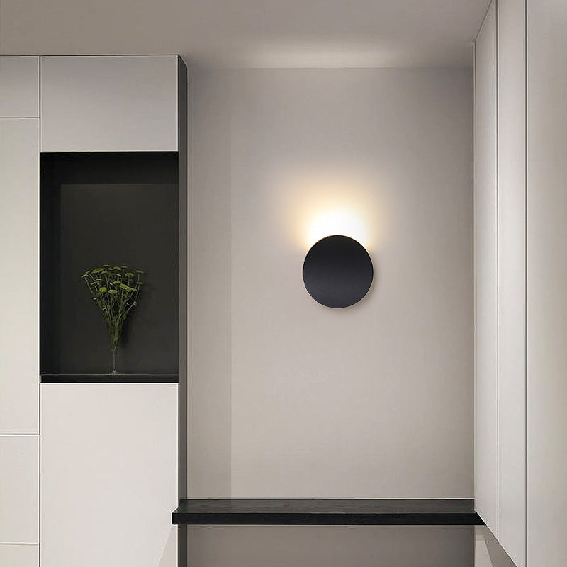 Modern Minimalist Curved Round Aluminum LED Wall Sconce Lamp