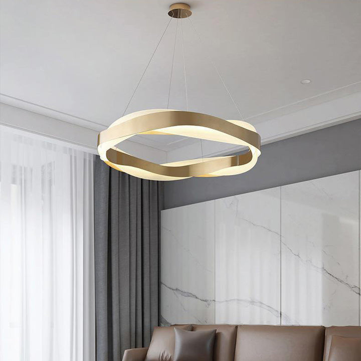 Modern Minimalist Round Wave Cloud Sea Acrylic Stainless Steel LED Chandelier For Bedroom