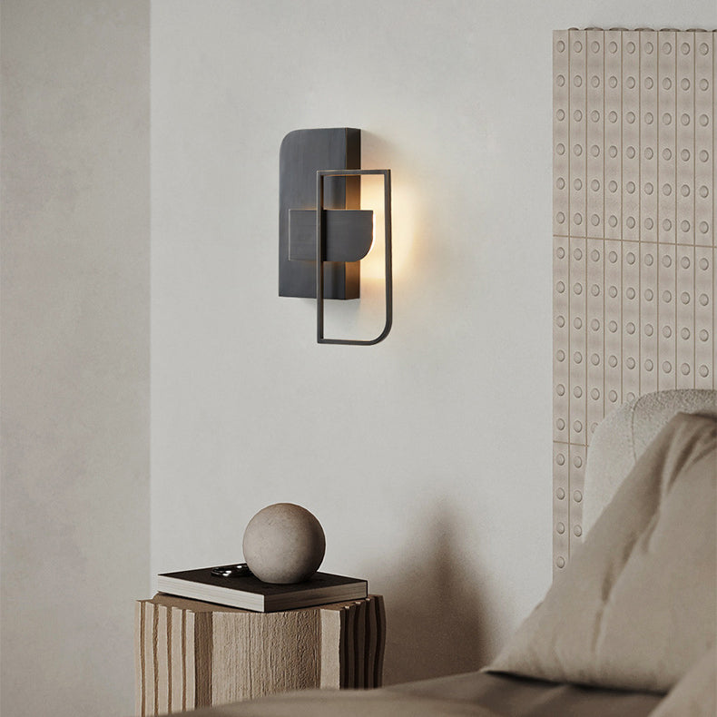 Moderne Mid-Century Wandleuchte aus Kupfer im rechteckigen geometrischen Design mit LED für das Bett 
