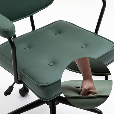 Zeitgenössischer skandinavischer Stoff Holz Schwamm SGS Stahl Nylon quadratischer Schreibtischstuhl Rückenlehne Armlehne verstellbar für Home Office 
