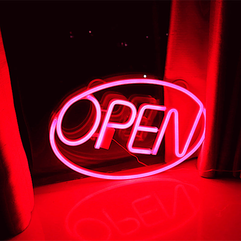 Modern Art Deco Waterproof PS OPEN LED Outdoor Hanging Neon Wall Sconce Lamp For Dining Room