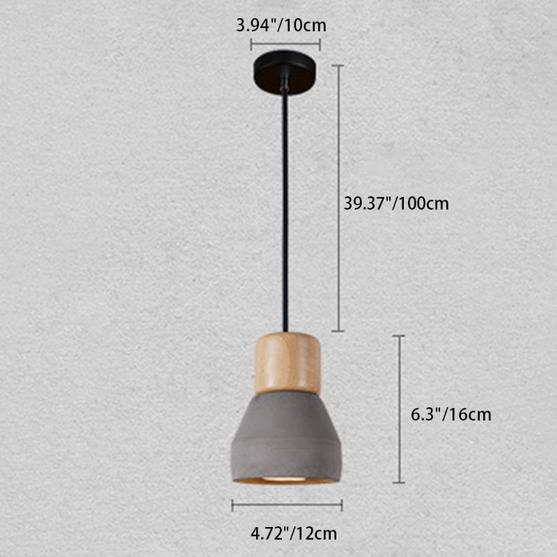 Suspension lumineuse contemporaine nordique en résine, bois et fer à 1 lumière pour salon 