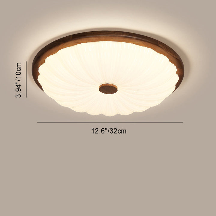 Moderno Minimalista Flor Redonda Nogal Acrílico LED Plafón de Techo para Sala de Estar 