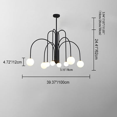 Rustikaler Vintage Kerzenhalter aus schwarzem Eisen mit 8-Licht-Kronleuchter