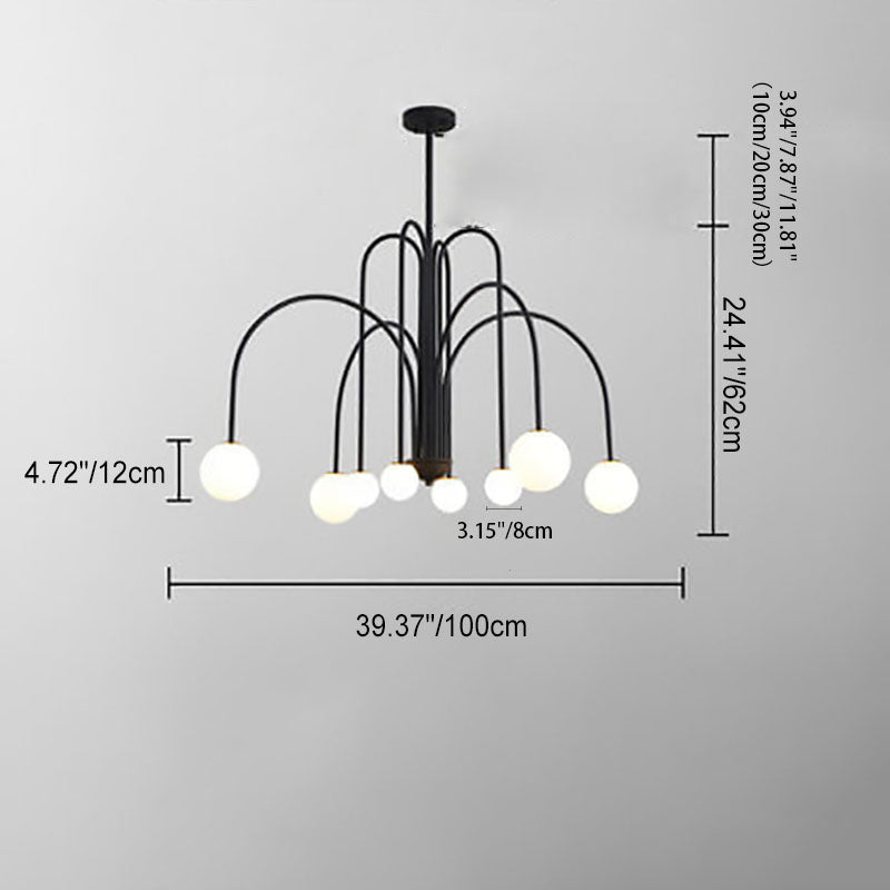 Rustikaler Vintage Kerzenhalter aus schwarzem Eisen mit 8-Licht-Kronleuchter