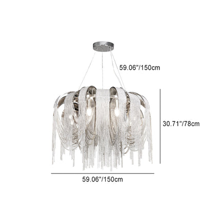 Modern Luxury Iron Aluminum Chain Tassel 6/8/10/12/15 Light Chandeliers For Hallway