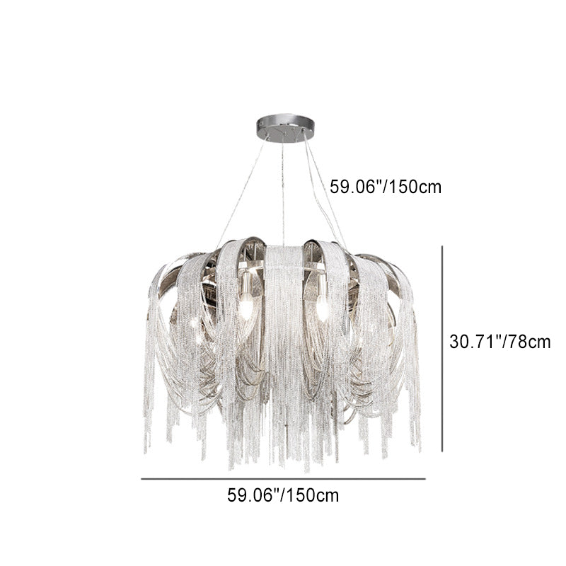 Modern Luxury Iron Aluminum Chain Tassel 6/8/10/12/15 Light Chandeliers For Hallway