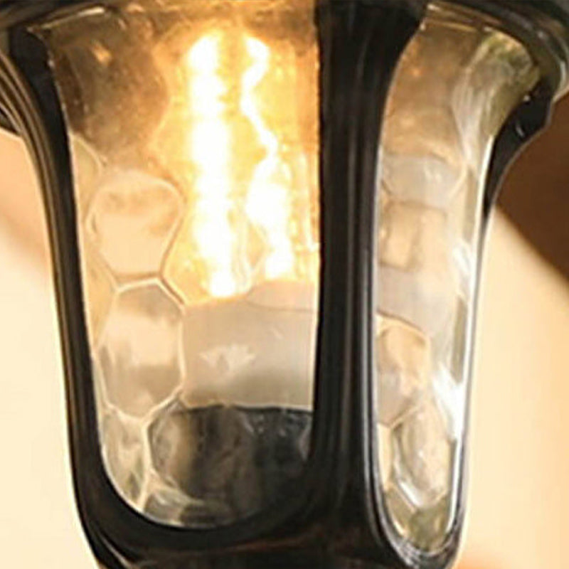 Europäischer Retro Wasserdichter Steinmuster Glaslampenschirm 1-Licht Außenwandleuchte 