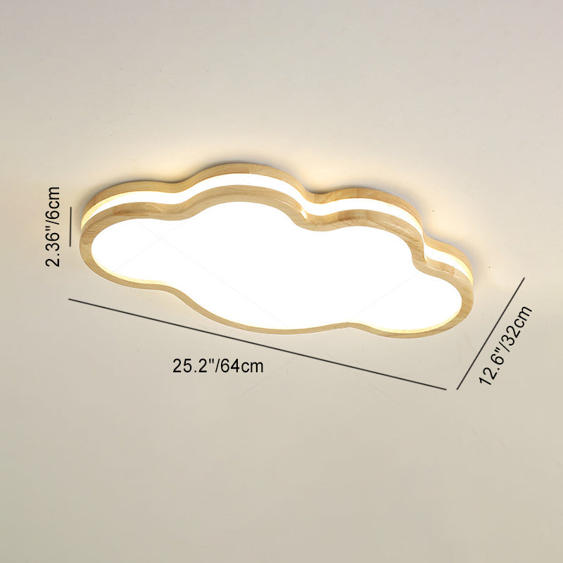 ضوء السقف LED العصري للأطفال من الخشب المطاطي والزجاج على شكل نجمة وسحابة وقمر لغرفة النوم 