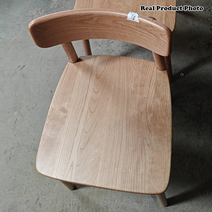 Contemporary Scandinavian Rectangular Cherry Wood Chair Backrest Armless For Dining Room