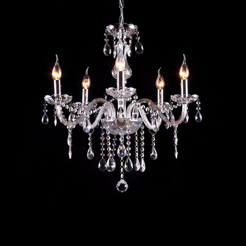 Zeitgenössischer Luxus runder Kerzenhalter Glas 3/4/5/6 Licht Kronleuchter für Wohnzimmer 