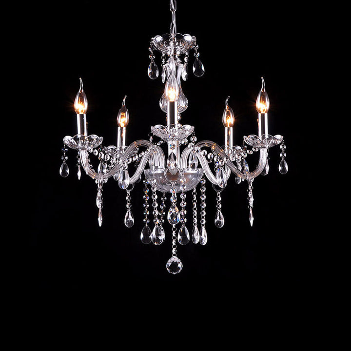 Zeitgenössischer Luxus runder Kerzenhalter Glas 3/4/5/6 Licht Kronleuchter für Wohnzimmer 