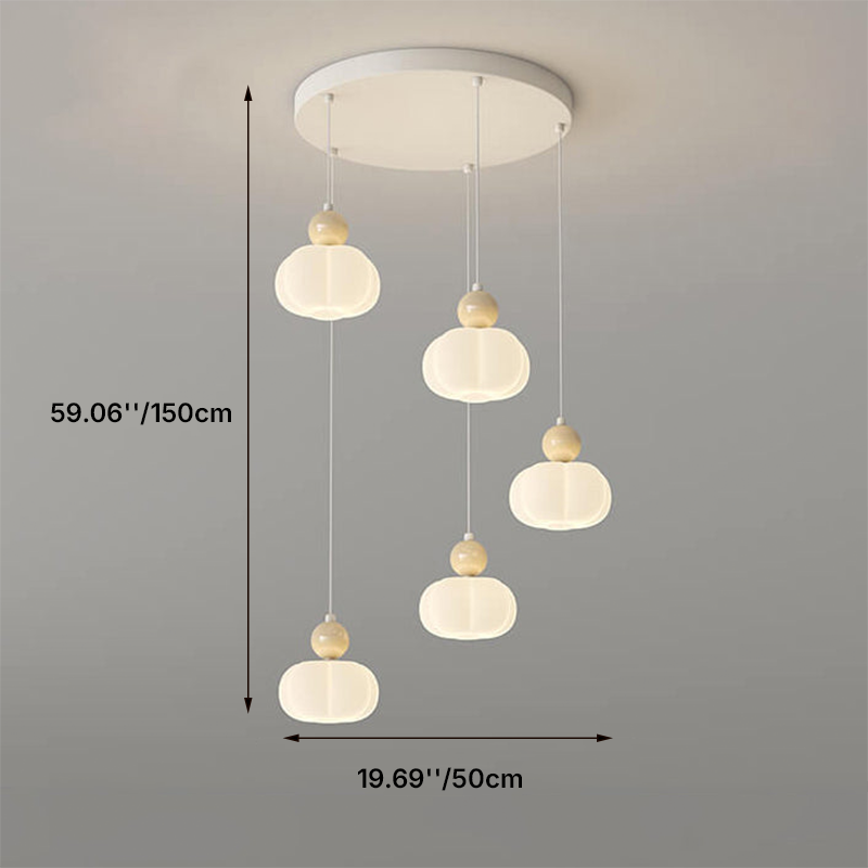 Modern Minimalist Cream Cotton Iron Plastic 3/5-Light Island Light Chandelier For Dining Room