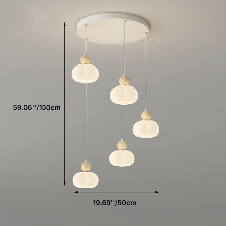 Modern Minimalist Cream Cotton Iron Plastic 3/5-Light Island Light Chandelier For Dining Room