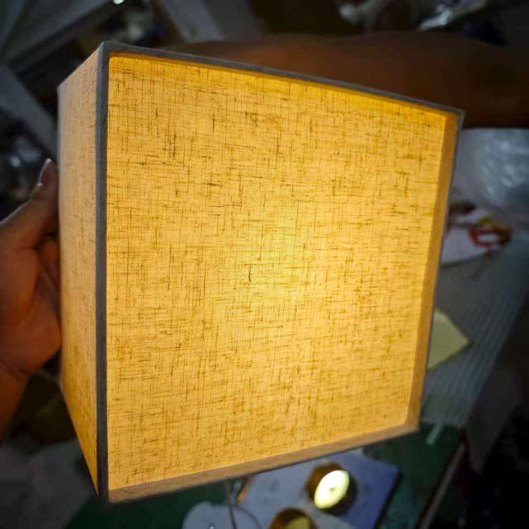 Traditional Japanese Square Fabric Shade LED Wall Sconce Lamp For Living Room