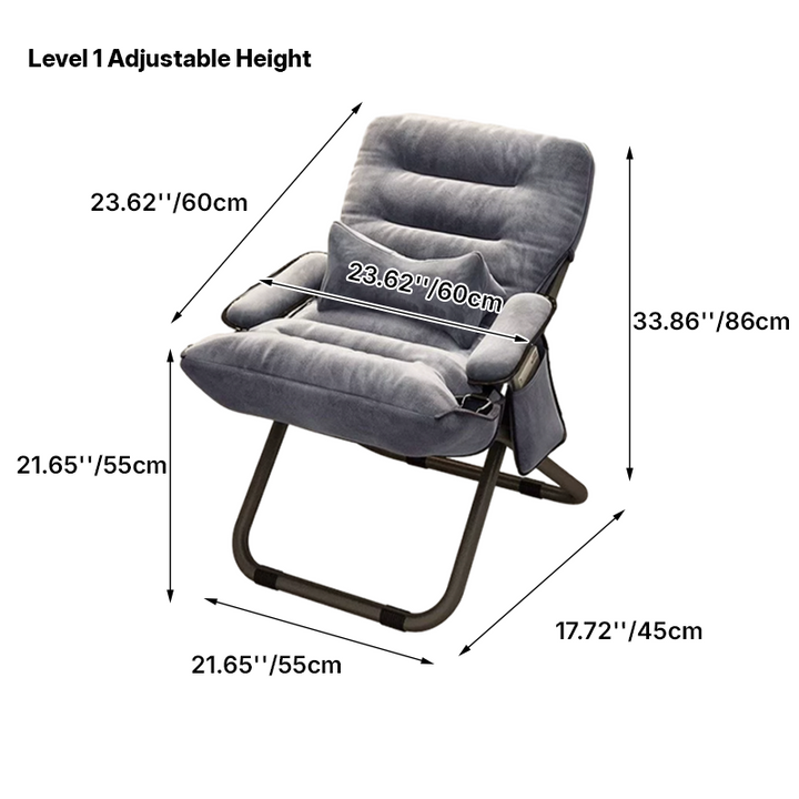Contemporary Scandinavian Iron Upholstered Rectangular Curved Foldable Recliner Backrest Armrest For Living Room