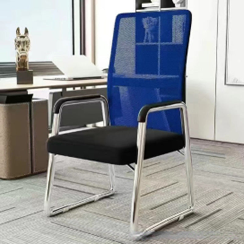 Moderne Einfachheit Mesh-Gewebe Leder Schwamm Latex Stahl Quadratischer Schreibtischstuhl Rückenlehne Armlehne Für Home Office 