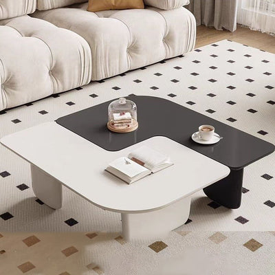 Mesa de Centro Cuadrada Rectangular Minimalista Moderna de Tablero de Fibra de Densidad Media Combinable para Sala de Estar 