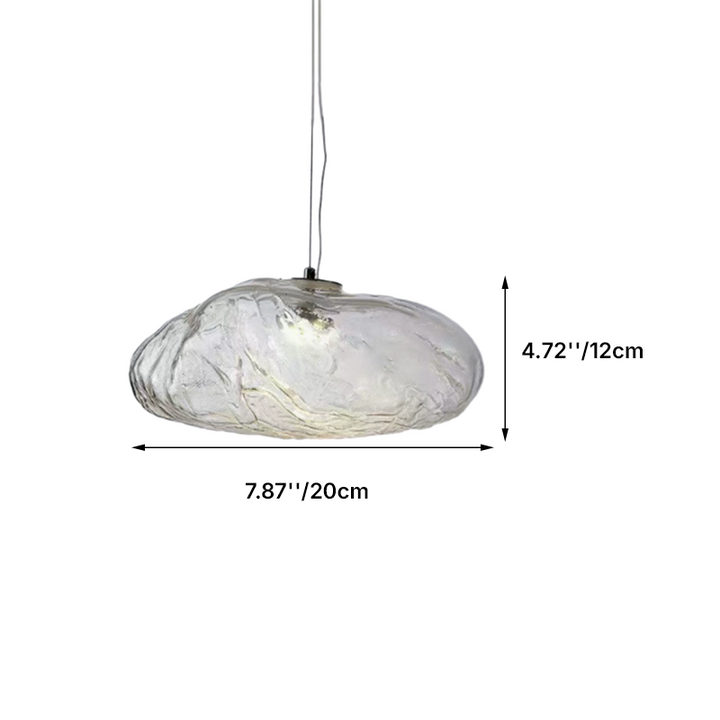Contemporary Scandinavian Irregular Half Round Glass Hardware 1-Light Pendant Light For Living Room