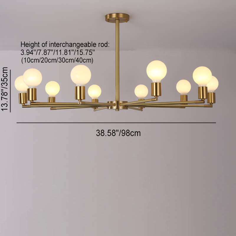 Contemporary Nordic Copper Branch Design 3/4/6/8/10-Light Chandelier For Living Room