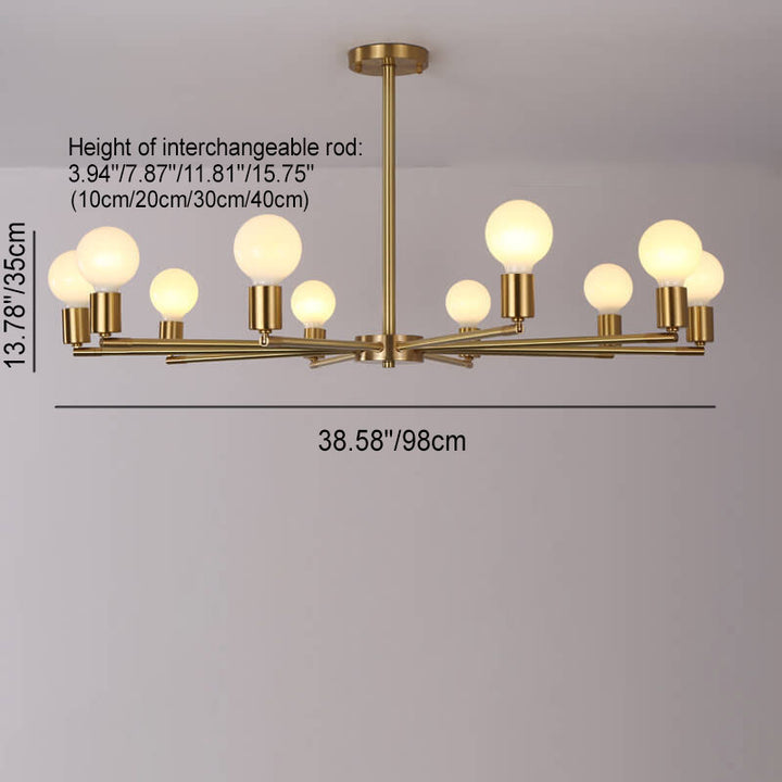 Contemporary Nordic Copper Branch Design 3/4/6/8/10-Light Chandelier For Living Room
