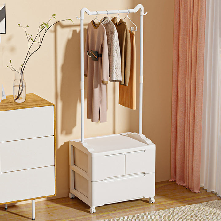 Armoire de rangement mobile à 3 compartiments en PP et acier au carbone, forme rectangulaire, style minimaliste moderne, oreilles de chat, pour chambre à coucher 