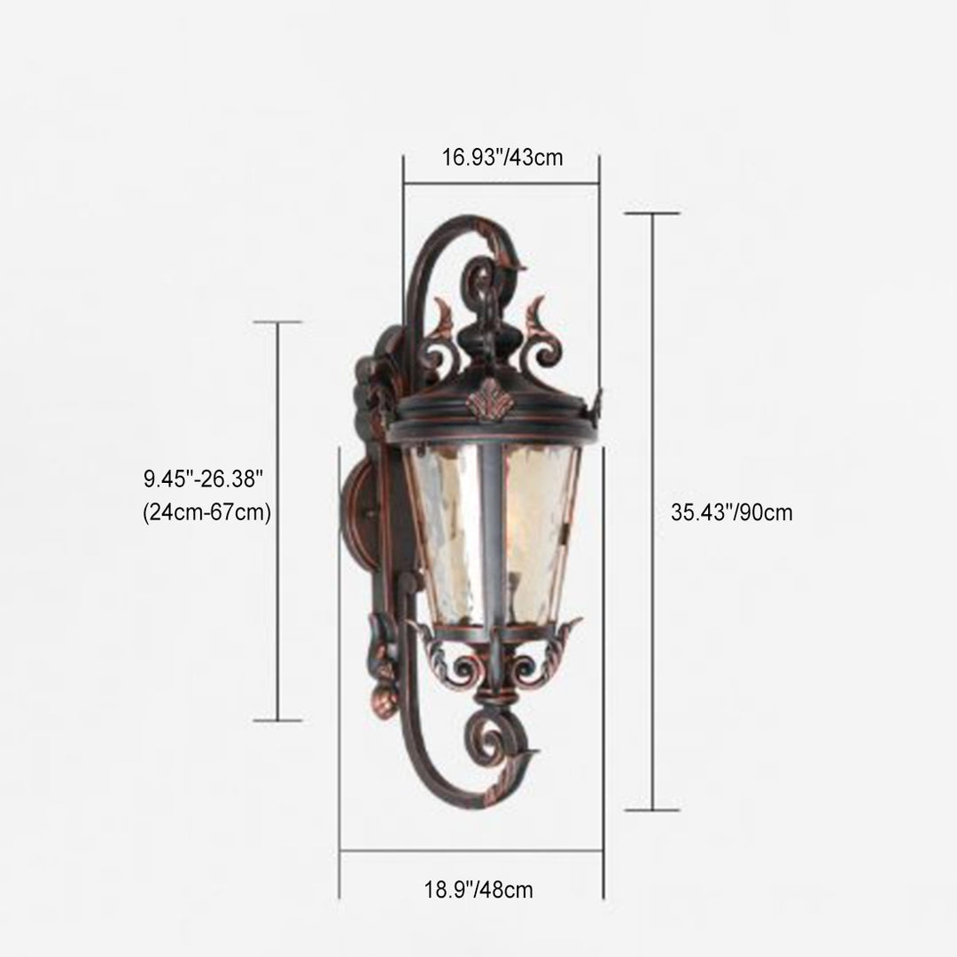 Lámpara de Aplique de Pared de Cilindro de Vidrio de Aluminio Impermeable Tradicional Europea de 1 Luz para Patio Exterior 
