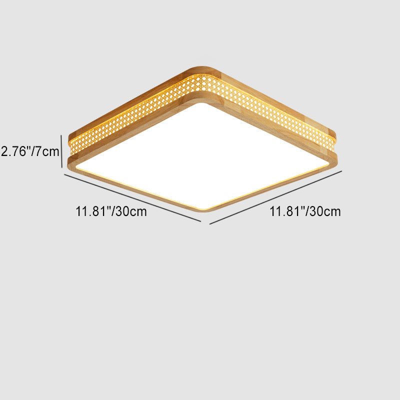 Luz de techo empotrada LED de madera acrílica cuadrada minimalista moderna para dormitorio 