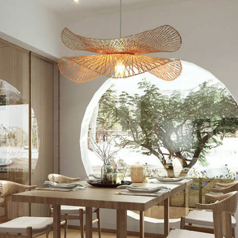 Modern Bamboo Weaving 1-Light Butterfly Pendant Light