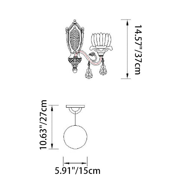 Traditional European Brass Crystal Floral 1/2 Light Wall Sconce Lamp For Bedroom & Living Room