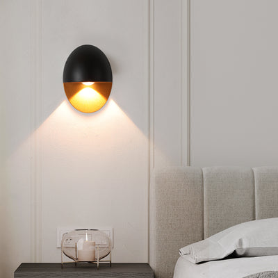 مصباح حائط LED مقاوم للماء في الهواء الطلق بشكل بيضاوي حديث ومصنوع من الألمنيوم 