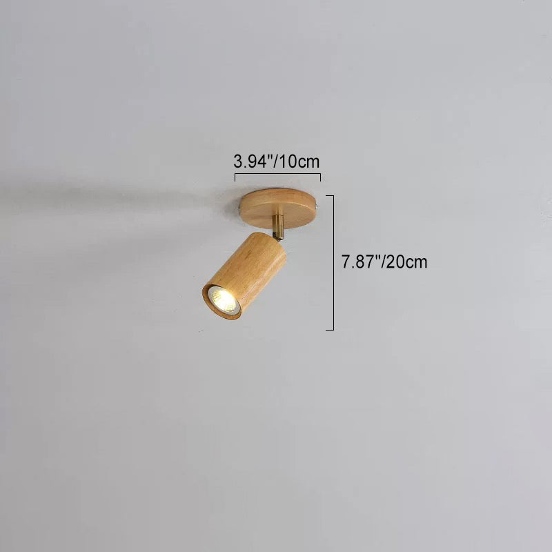 Nordic Wooden Track Lighting 1/5- Light LED Flush Mount Ceiling Light