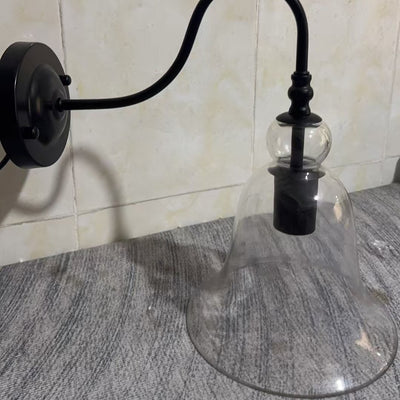 Vintage Industrial Clear Glass Bell 1-Light Wall Sconce Lamp