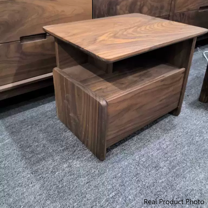 Mesita de noche tradicional vintage de madera de nogal y madera de cerezo, cuadrada y rectangular, con 1 cajón para dormitorio 